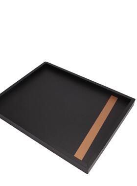现简约木质黑色托盘样板间公室桌面茶几客厅家居软装饰品摆件