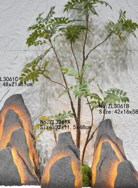 内仿真假山室片石落带灯楼梯橱窗景观OFH摆件真仿地玄关假石