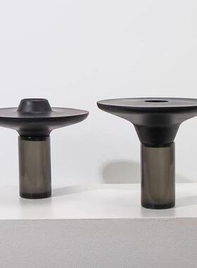 现酒代新中式花侘寂黑色花器创意瓶处店样GT-B011板房售楼摆件