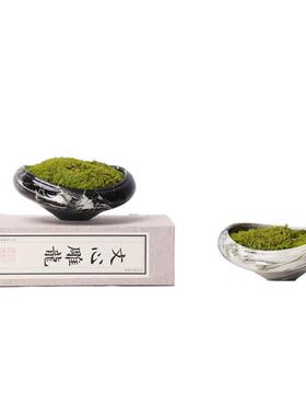 轻奢树脂花器样板间装饰品摆件高端书房客厅花艺家居软装永生苔藓