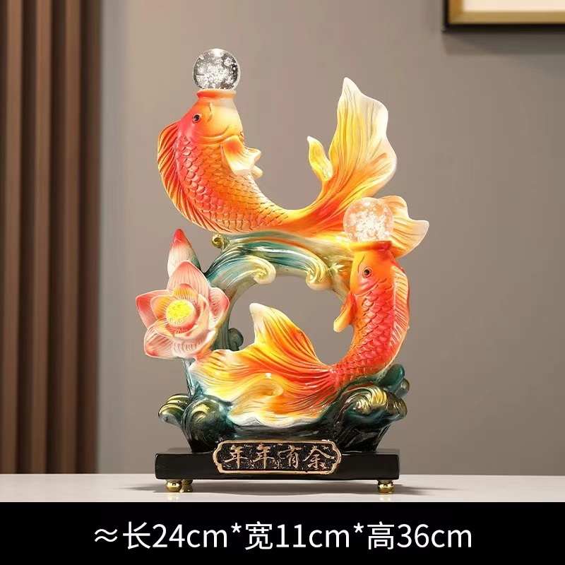 新中式高档双鱼摆件招财客厅电视柜玄关展示柜装饰品乔迁新居礼品 - 图1