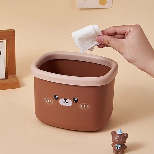 Cute Mini Cartoon Desktop Trash Bin for Student Dormitory, D - 图2