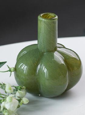 南十字星 法式中古南瓜花瓶玻璃客厅鲜花插花琉璃花器高级感摆件
