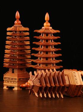 桃木文昌塔摆件7层9层13层文昌塔书房公室木质工艺品摆件