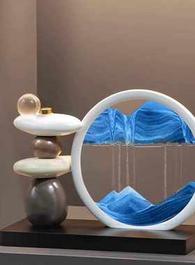 酒柜装饰品奢高档家居客厅轻摆件电视柜流沙高级时来运转办公室画