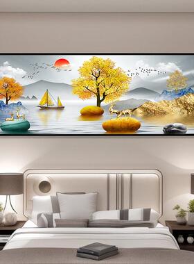 新年装饰画客厅卧室背景墙自粘壁画山水画3d立体家和万事兴墙贴纸