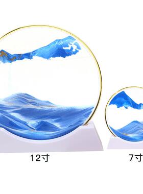 3D流沙画摆件艺术 沙漏创意金边设计桌 面摆件解压礼物工厂直销