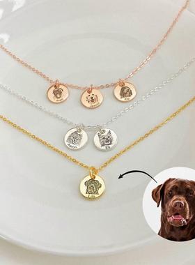 宠物刻名字照片手工定制项链女生饰品猫咪狗纪念礼物不掉色