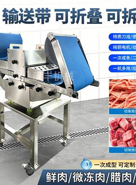 鲜肉分条机鸡鸭鹅牛羊切块开条机电动商用小型切肉机冻肉切块机