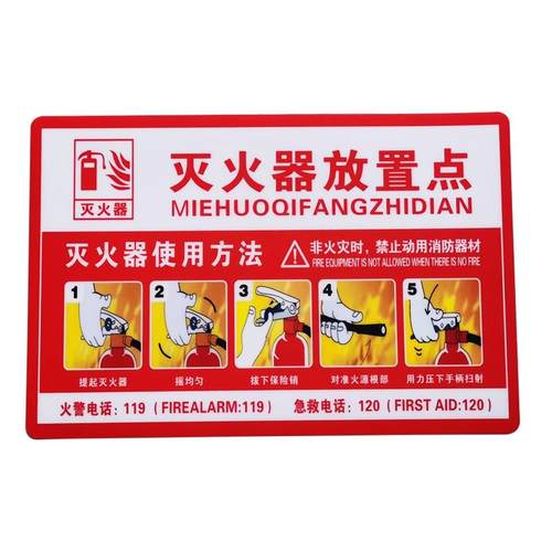 灭火器放置点使用方法说明标识牌消防安全标志 pvc警示贴标签定做 - 图3