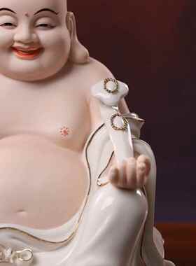 久畔德化陶瓷招财进宝弥勒佛像家用供奉全堂佛弥勒笑佛大肚佛摆件