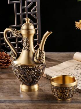 黄铜制作酒壶 龙凤酒壶 茶壶 铜酒壶 酒具用品 量大价优