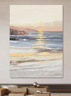日出东方玄关油画装饰画现代简约客厅卧室挂画风景纯手绘肌理画