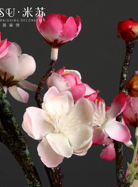 单枝仿真梅花绢花干枝腊梅婚庆花艺客厅落地插花假花中式家居装饰