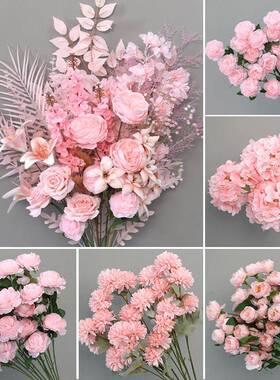 粉色仿真花婚庆路引排花装饰绢花花艺花材假花绣球花拱门花道具花