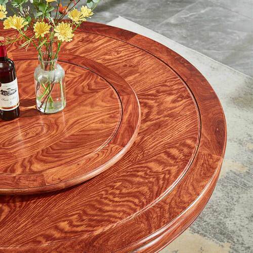 红木餐桌椅组合刺猬紫檀花梨木圆台全实木家具中式吃饭桌通板圆桌 - 图0