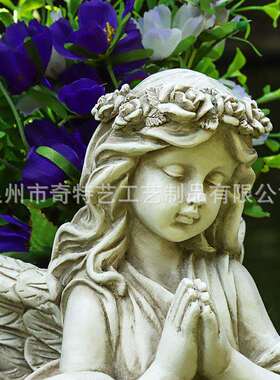 欧式户外花园天使花盆庭院装饰树脂工艺品花缸雕像创意摆件制做