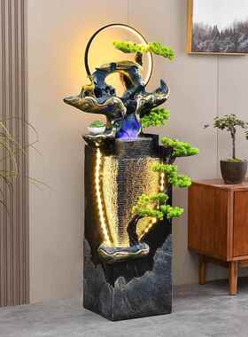 现代简约轻奢风客厅茶室招财循环流水喷泉办公室开业落地创意摆件