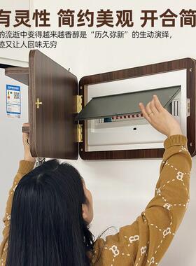 电表箱装饰画 画遮挡实木置物架中古风配电闸箱改造挂画 画网红遮