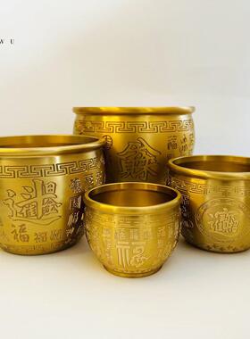 黄铜米缸八方来财缸八宝缸办公室客厅黄铜百福创意纪念品