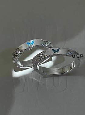 蝴蝶情侣戒指新款爆款轻奢高级感男女款手饰设计小众独特对戒一对