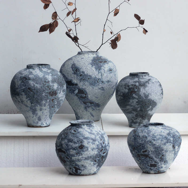 新中式粗陶罐大肚花瓶月球表面粗陶花瓶侘寂风陶罐民宿装饰茶摆件,淘宝优惠券,粉丝福利购,淘宝优惠卷