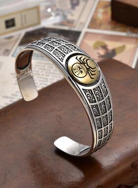 2026镀银复古撞色蜘蛛手镯个性宽镯朋克嘻哈暗黑潮流开口手环厂家