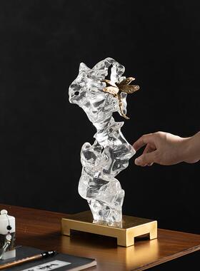 艺贝子新中透明太意湖软NRL石假山摆件中古茶室禅意式样板间装创