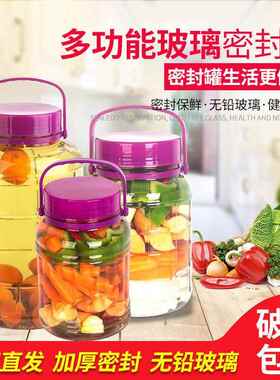 腌菜坛子家用玻璃密封罐泡酒玻璃瓶带龙头泡菜坛缸酿青梅葡萄跨境