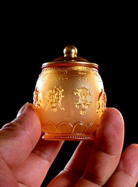 佛前家庭拜圣水杯、古釉面八吉祥小供杯、观音净水杯、进贡杯、带