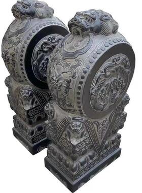 采购产品门墩，鼓石，一对天然白色大理石青石墩，大象门挡石，家