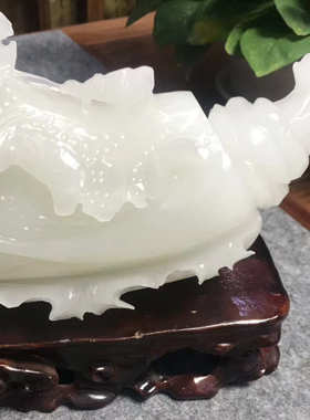 阿富汗玉白菜摆件冰种巴玉白菜如意家居工艺品大摆件