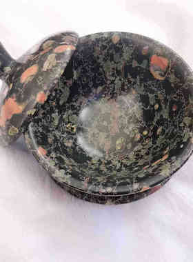 梅花玉茶碗盖碗批发带磁性 安山岩玉酒具茶具玉石茶杯玉器工艺品