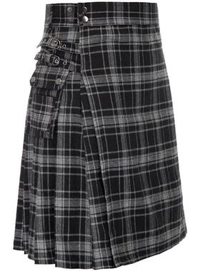 Men Classic Plaid Scottish Kilt 苏格兰节日裙男装格纹撞色
