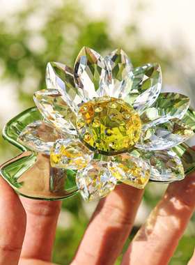 供佛小莲花摆件 水晶睡莲家居卧室玄关装饰品茶宠茶几桌面小摆台