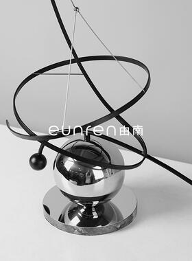 由南现代轻奢创意恒星环绕艺术摆件家居玄关柜样板房酒店软装饰品