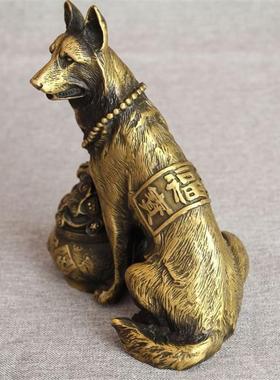 黄铜狗 黄铜生肖狗 黄铜狼狗 摆件