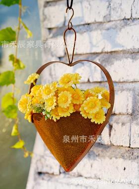 跨境新品金属悬挂花盆花园铁艺装饰庭院花篮装饰