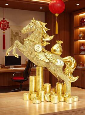 26年春节新品金币马摆件招财高档客厅装饰办公室开业乔迁新居礼物