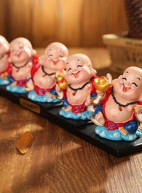 弥勒佛五福临门可爱笑佛小摆件车载工艺品装饰品创意桌面摆设