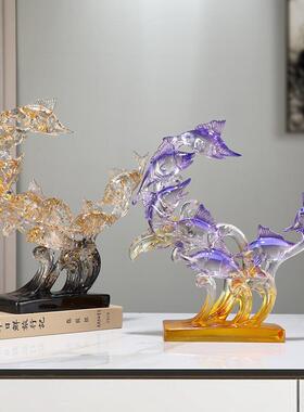 酒柜子装饰品摆件软装高级感家居客厅轻奢高档电视水晶剑鱼办公室
