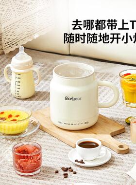 一人食炖煮杯电热烧水杯便携式旅行电煮杯小型加热杯热牛奶杯迷你