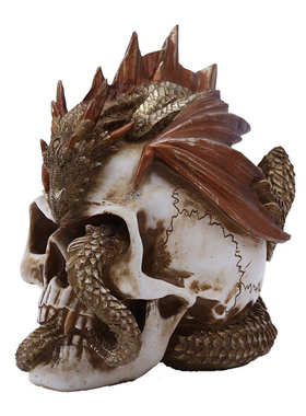 新品创意立体蟠龙骷髅头摆件家居软装树脂工艺品万圣节主题摆设