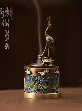 复古仙鹤香插家用室内香薰炉中式熏香炉沉香檀香线香炉茶道摆件