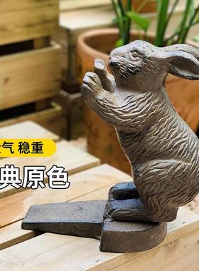 铸铁兔子动物室外门挡门阻卡门固定防风防撞挡门器楔子大门顶门