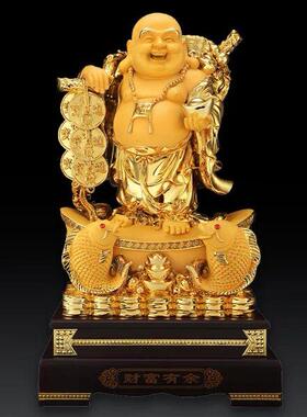 招财弥勒佛摆件财神爷龙龟佛祥龙佛金色大肚笑佛佛像客厅公司店铺