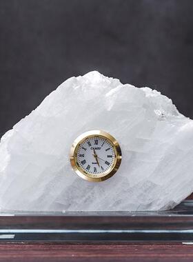 轻桌面象创钟奢表摆件水2708晶矿石抽样板间意软装办公室艺术钟表