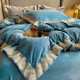 European style high-end thickened milk velvet bed four-piece set warm coral velvet sheets and quilt cover luxury bedding products
