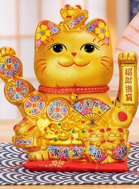 金色陶瓷招财猫摆件大小号自动摇手发财猫开业礼品乔迁客厅装饰