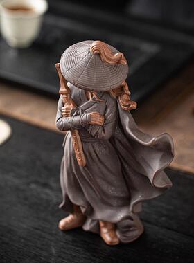 江湖侠客陶瓷摆件禅意古风人物工艺品家居博古架景观造景装饰摆设